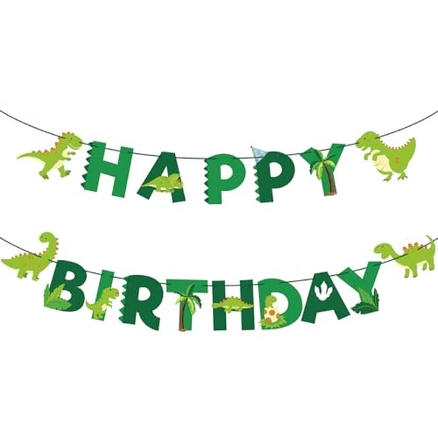 Alt view image 2 of 2 - Dinosaur Happy Birthday Banner Birthday Party Decorations Dinosaur Party Banner Garland Sign for Kids Boys 1st 2nd 3rd Green Dino Themed Birthday Decorations Supplies