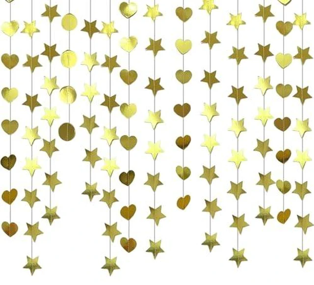 Alt view image 3 of 4 - Iridescent Dot Heart Star Streamers 19.8 Feet Paper Garlands Glitter Disco Garland Hanging Banner for Birthday Homecoming Classroom Mothers Day Wedding Engagement Birthday Party Supplies