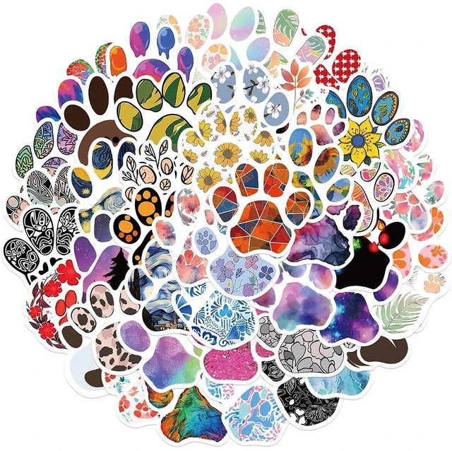 Main image of Dog Paw Print Stickers |50Pcs Pet Claw Print Waterproof Vinyl Decals