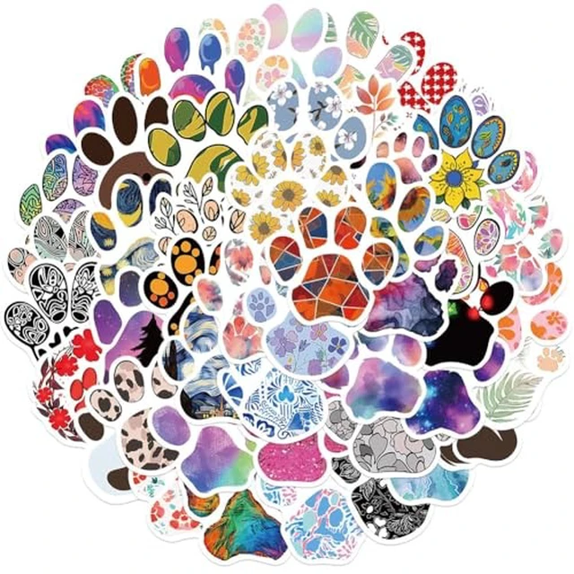 Alt view image 2 of 6 - Dog Paw Print Stickers |50Pcs Pet Claw Print Waterproof Vinyl Decals