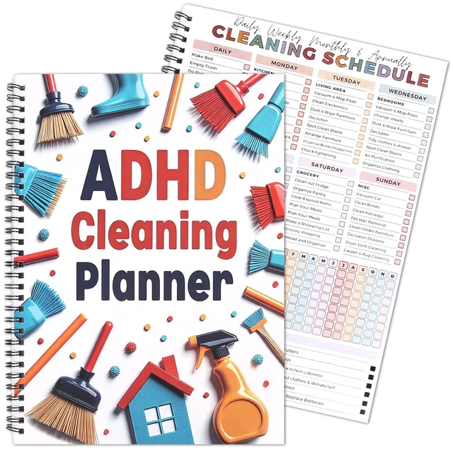 Main image of Adhd Cleaning Planner for Adults and Teens Adhd Cleaning and Organizing Planner Cleaning Schedule and Checklist Notebook List Daily Weekly Monthly for Home Chore Chart Adhd Daily Planner