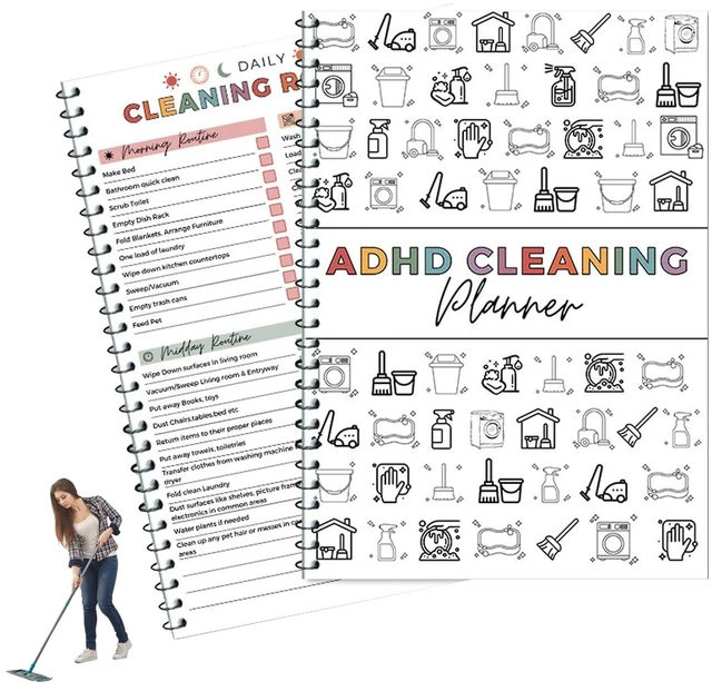 Main image of Adhd Cleaning Planner, Editable Adhd Cleaning and Organizing Planner DIY Cleaning Schedule Notebook for Adults Home Chore Chart Adhd Daily Planner