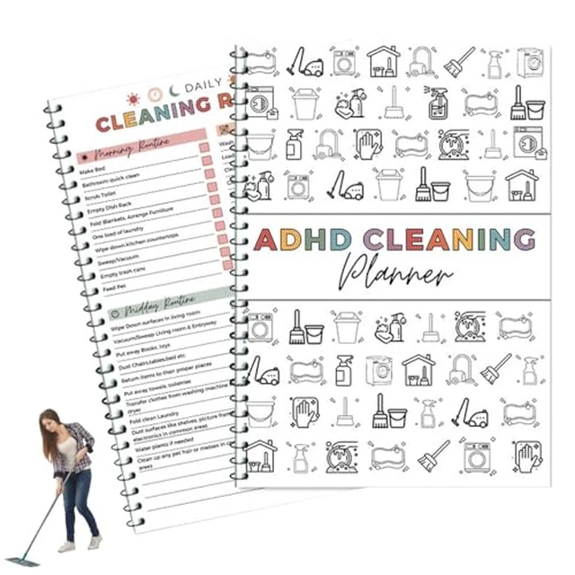 Alt view image 2 of 2 - Adhd Cleaning Planner, Editable Adhd Cleaning and Organizing Planner DIY Cleaning Schedule Notebook for Adults Home Chore Chart Adhd Daily Planner