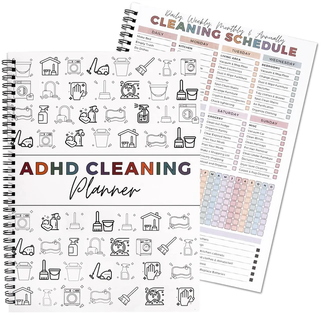 Main image of Adhd Cleaning Planner for Adults and Teens Adhd Cleaning and Organizing Planner Cleaning Schedule and Checklist Notebook List Daily Weekly Monthly for Home Chore Chart Adhd Daily Planner