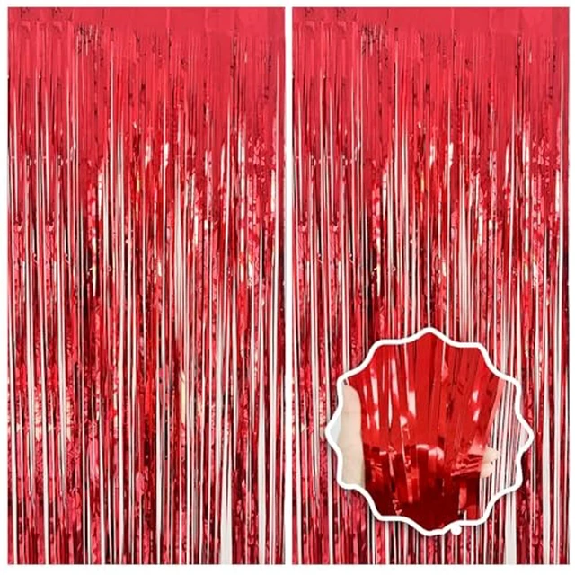 Alt view image 6 of 7 - Blue Streamers Party Decorations 3.3x8.2ft 2 Pack Light Blue Tinsel Foil Fringe Curtain Backdrop Ocean Themed Party Decor Photo Booth Props for Birthday Baby Shower Bachelorette Door Hanging Wedding