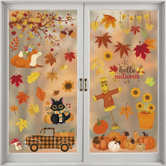 Main image of Thanksgiving Decorations - Reusable Static Window Clings for Glass