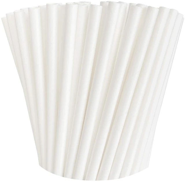 Main image of 100 Pack Paper Straws White Biodegradable co-Friendly Drinking Bulk for Party Supplies, Bridal/Baby Shower, Birthday, Mixed Drinks, Weddings, Restaurant, Food Service, Drink Stirrer
