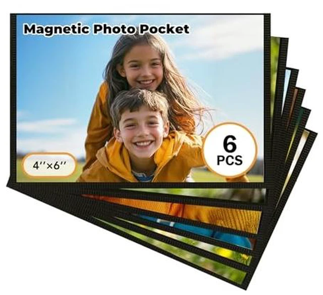 Alt view image 2 of 4 - Magnetic Picture Frames for Refrigerator 4x6, 6 Pack Black