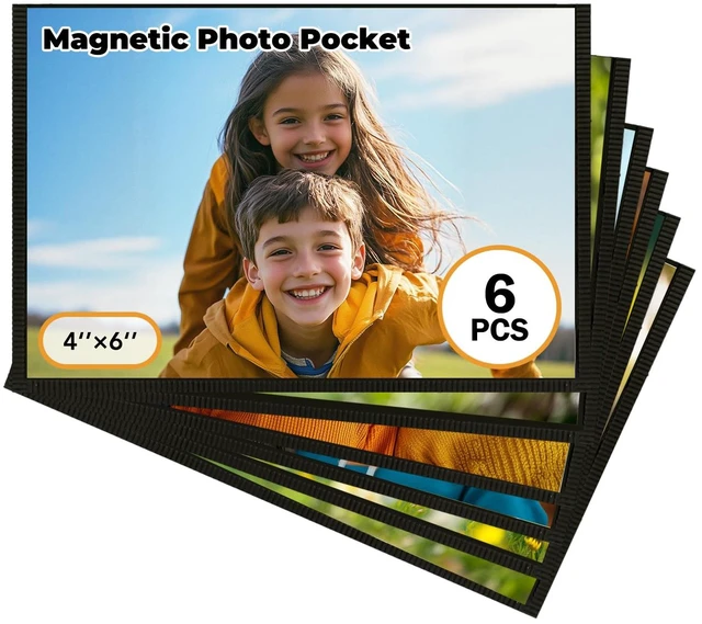Main image of Magnetic Picture Frames for Refrigerator 4x6, 6 Pack Black