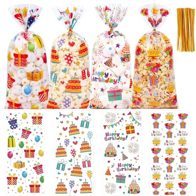Alt view image 8 of 10 - 50 Pcs Thanksgiving Fall Treat Bags with Twist Ties - 5 x 11 Inch Autumn Maple Leaf & Pumpkin Cellophane Goodie Bags - Plastic Candy Gift Bag for Harvest Festival, Cookies, Halloween Party Favors