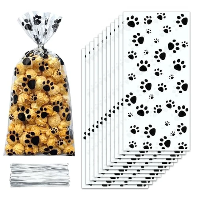 Alt view image 9 of 10 - 50 Pcs Thanksgiving Fall Treat Bags with Twist Ties - 5 x 11 Inch Autumn Maple Leaf & Pumpkin Cellophane Goodie Bags - Plastic Candy Gift Bag for Harvest Festival, Cookies, Halloween Party Favors