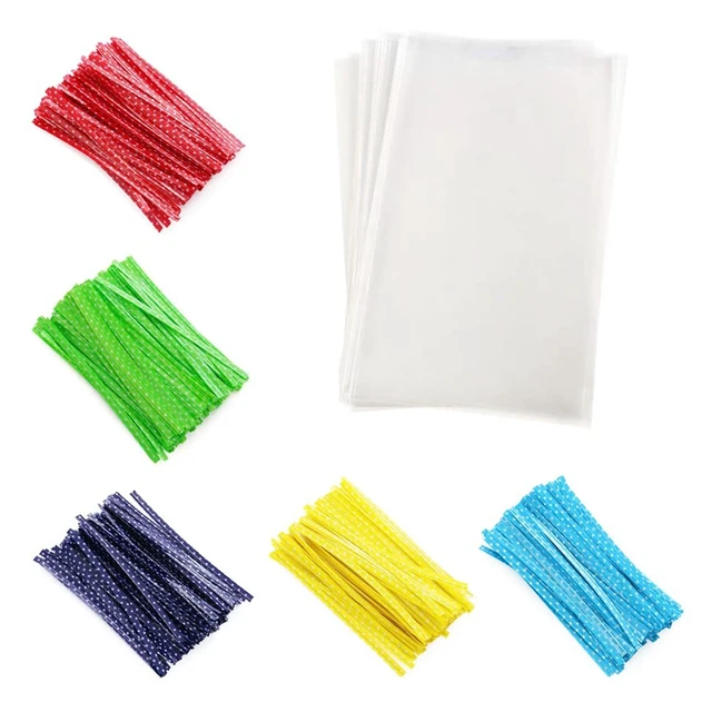 Alt view image 4 of 6 - 6x9 Cellophane Goodie Bags, Clear Treat bags with 4 Ties for Cookies Candy Rice Crispy Cakepop Goodie Christmas Thanksgiving Halloween Party Favor Gift Bags, 100Pack