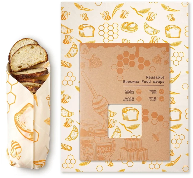 Alt view image 7 of 12 - Beeswax Wraps for Food Reusable Beeswax Bread Bag & Sandwich Wrap