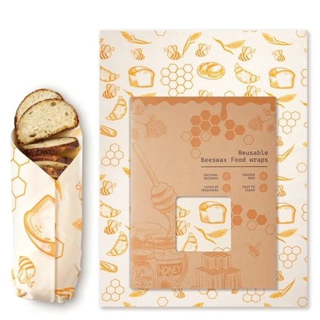 Alt view image 8 of 12 - Beeswax Wraps for Food Reusable Beeswax Bread Bag & Sandwich Wrap