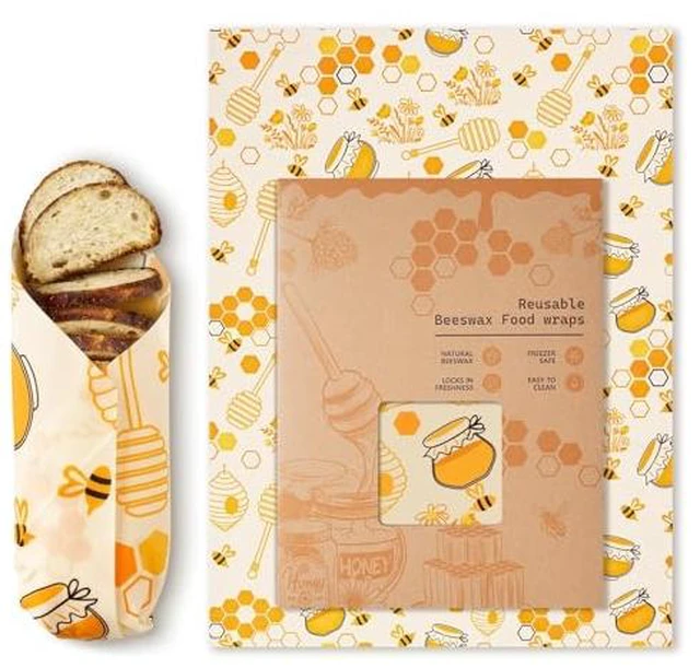 Alt view image 9 of 12 - Beeswax Wraps for Food Reusable Beeswax Bread Bag & Sandwich Wrap