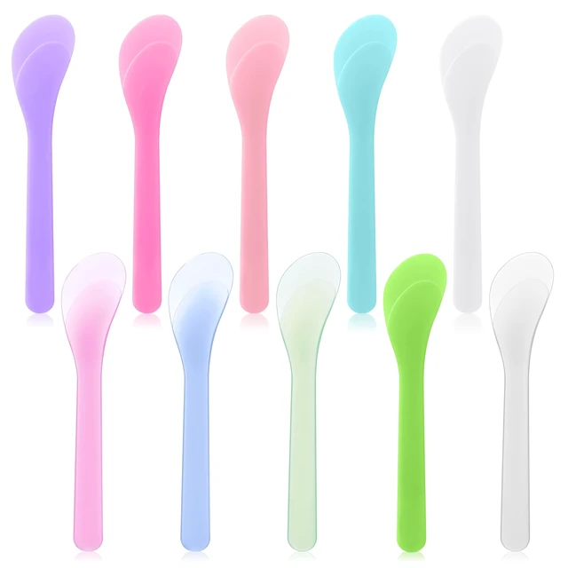 Alt view image 8 of 14 - 10 PCS 5 Inch Cosmetic Spatula, Skincare Lotion Spatula Face Cream Spatula, Makeup Beauty Spoon Reusable Cosmetic Mask Mixing Scoop Tool for Lotions Creams DIY Home Salon (Random Color)