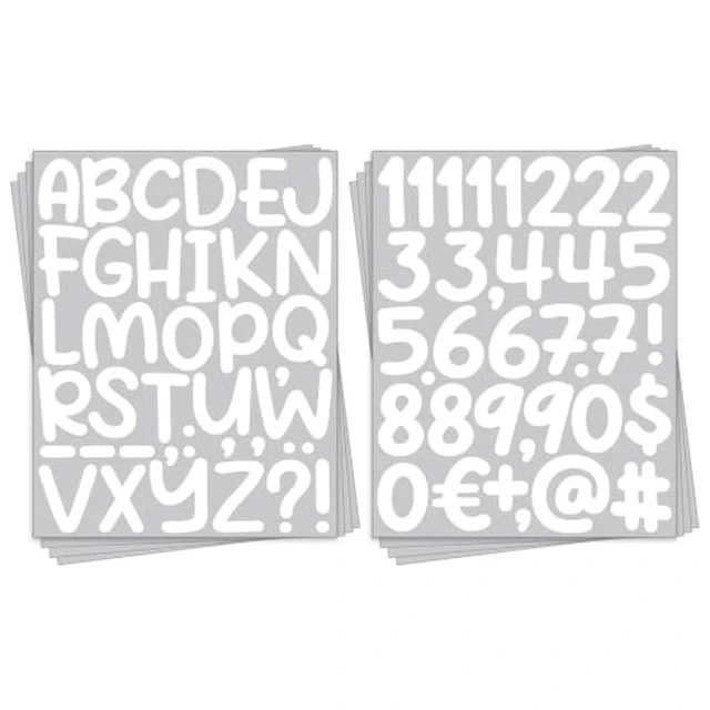 Alt view image 2 of 5 - 600 PCS 16 Sheets 2 Inch White Cartoon Alphabet Number Stickers, Vinyl Self-Adhesive Waterproof Letter Stickers for Indoor Outdoor Mailbox, Poster & DIY Crafts