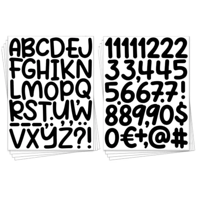 Alt view image 3 of 5 - 600 PCS 16 Sheets 2 Inch White Cartoon Alphabet Number Stickers, Vinyl Self-Adhesive Waterproof Letter Stickers for Indoor Outdoor Mailbox, Poster & DIY Crafts