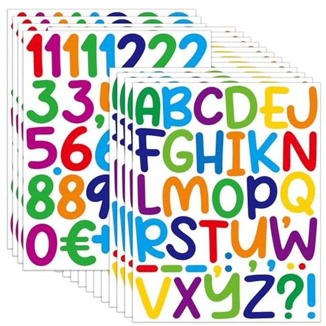 Alt view image 4 of 5 - 600 PCS 16 Sheets 2 Inch White Cartoon Alphabet Number Stickers, Vinyl Self-Adhesive Waterproof Letter Stickers for Indoor Outdoor Mailbox, Poster & DIY Crafts