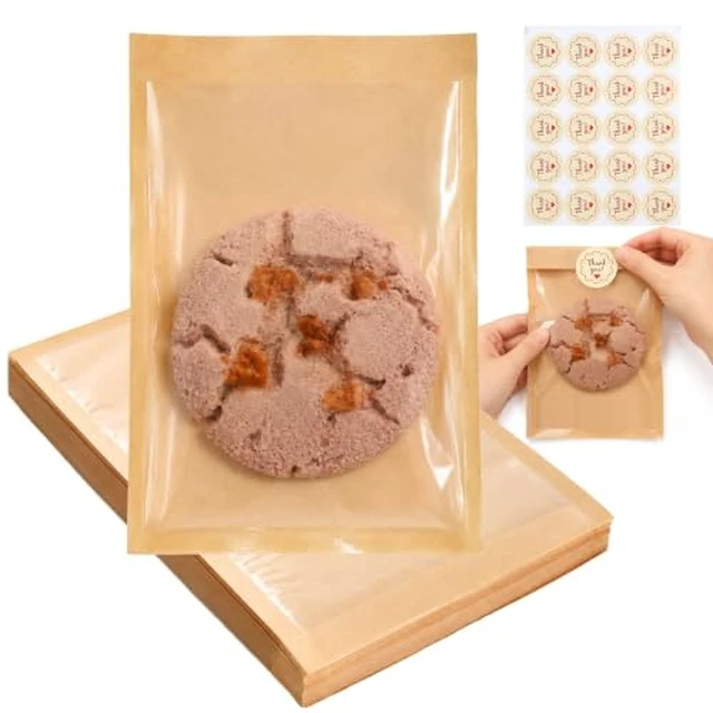 Alt view image 2 of 3 - Cookie Bags with Seal(5.1x7.5 Inch) 50 PCS Sealable Bakery Bags for Bread Treat Snack Baked Goods Pastry Donut Cookie Bake Sale Packaging Heat Seal Farmstand Small Business Party Favors Supplies