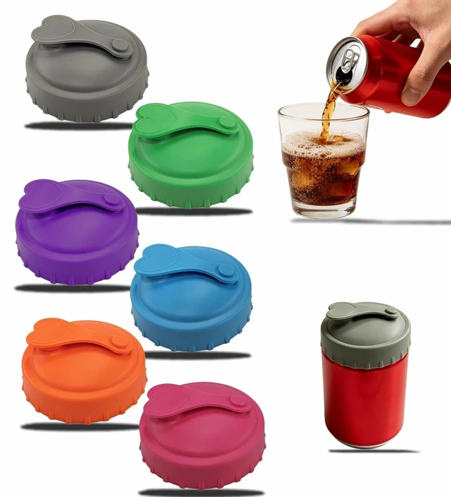 Main image of Upgraded 6 Pack Multicolor Silicone Can Lids for Soda Beer Slim & Standard Cans, Airtight Leak Proof Seal Keep Drinks Fresh, Splash Dust Proof for Travel (Heart-shaped)