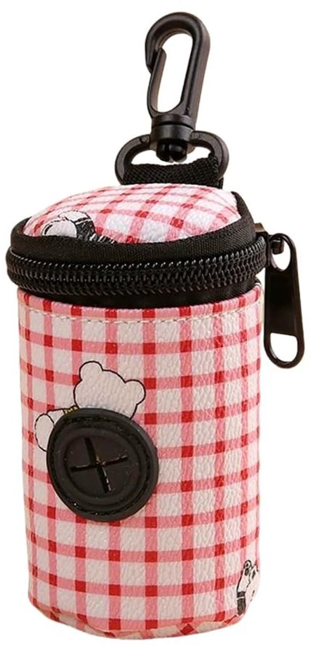 Main image of Dog Poop Bag Holder for Leash, Doggie Waste Bag Dispenser, Soft Fabric Dog Poop Bag Holder for Walking Accessories (Red)