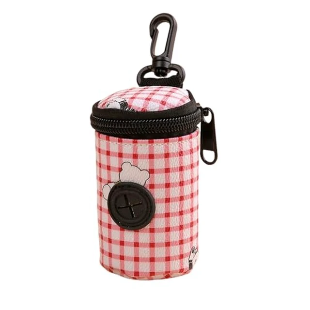 Alt view image 2 of 4 - Dog Poop Bag Holder for Leash, Doggie Waste Bag Dispenser, Soft Fabric Dog Poop Bag Holder for Walking Accessories (Red)