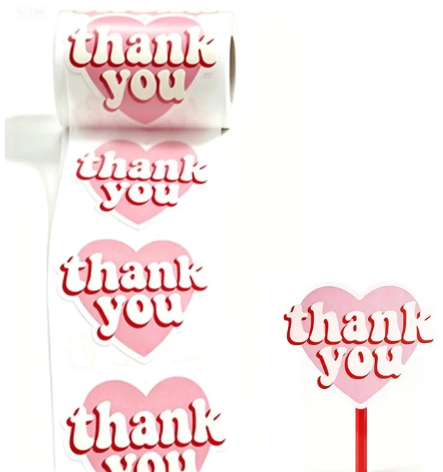 Main image of 2.4 Inch Pink Large Heart Thank You Stickers, Self Adhesive Aesthetic Personalized Sealing Labels for Envelope, Gift Packaging, Wedding Birthday Party Favors