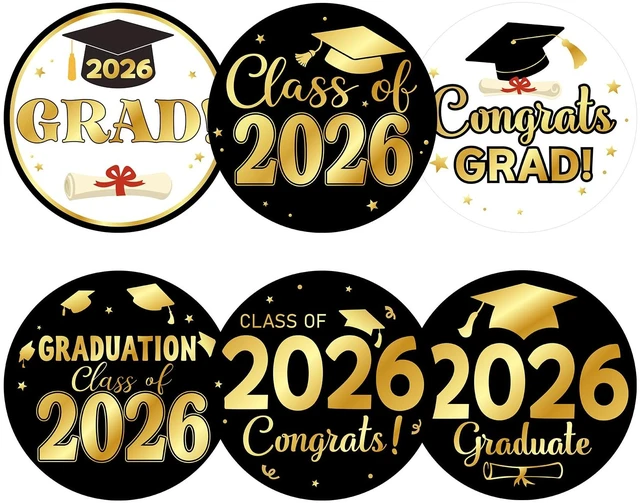 Main image of Anwyll Graduation Stickers 2026 - Class of 2026 Stickers 120Pcs 1.6'' Graduation Envelope Seal Label Sticker Self Adhesive Congrats Grad Cap Hat Sticker for Senior College Grad Party Favor(Multicolor)