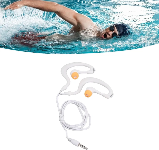Alt view image 6 of 7 - Gugxiom 2 Pack IP68 Swimming Earphones, 3.5mm Short Cord Sport Headphones with Secure Hooks, Wired Buds for Running Surfing, Replacement Tips for MP3 Player
