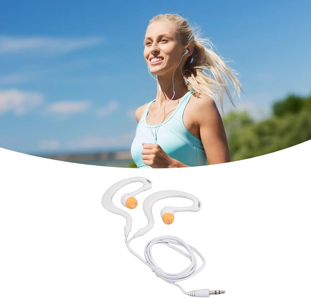 Alt view image 5 of 7 - Gugxiom 2 Pack IP68 Swimming Earphones, 3.5mm Short Cord Sport Headphones with Secure Hooks, Wired Buds for Running Surfing, Replacement Tips for MP3 Player