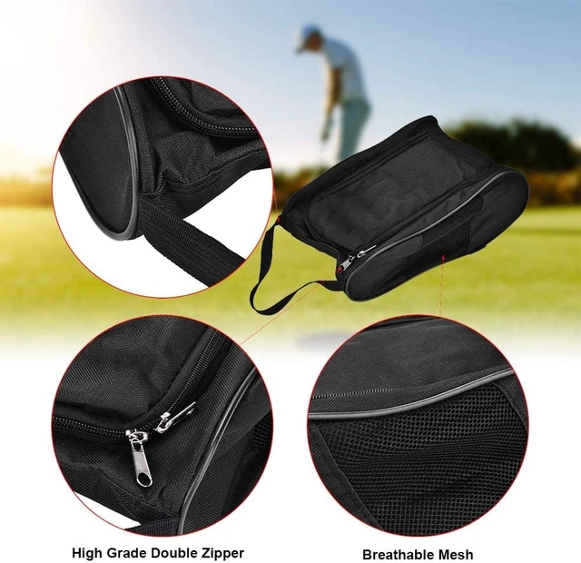 Alt view image 5 of 7 - Golf Shoe Bag, Travel Shoe Bag Organizer for Men Women, Breathable Nylon with Zipper, Sport Shoes Bag for Sport Golf Tennis etc (Black)
