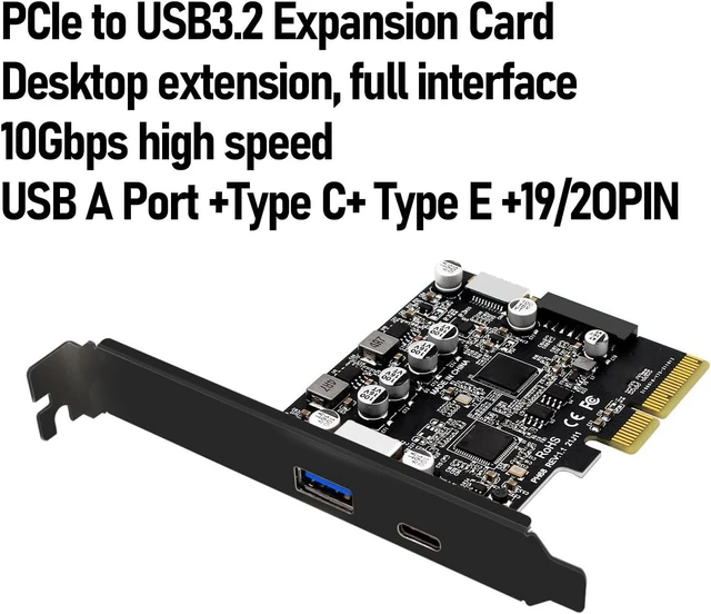 Alt view image 4 of 7 - Gugxiom PCIe 3.0 to USB 3.2 Expansion Card 10Gbps for XP 7 8 10
