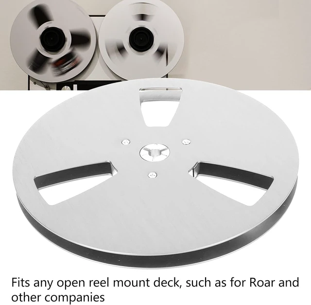 Alt view image 4 of 6 - 1/4 7 Inch Metal Reel Nab Hinged Box, Universal 1/4 Studio Mastering Empty Tape Takeup Reel with 3 Hole Wind Holes (Silver)