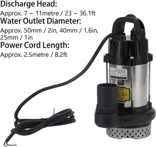 Alt view image 2 of 7 - 24V DC Submersible Pump, Brushless Submersible Well Pump, Stainless Steel, 7-11m, for Ponds, Water Gardens, Farms