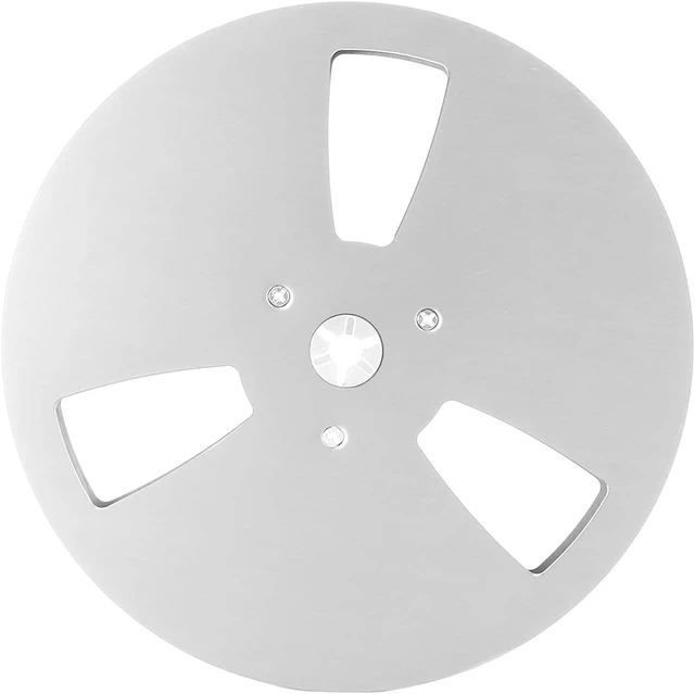 Alt view image 6 of 6 - 1/4 7 Inch Metal Reel Nab Hinged Box, Universal 1/4 Studio Mastering Empty Tape Takeup Reel with 3 Hole Wind Holes (Silver)