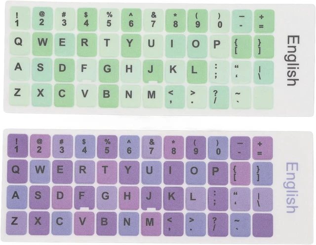 Main image of 2Pcs PVC English Keyboard Replacement Letter Stickers, Colorful Background and Black Lettering, for 10-17inch Desktop Laptops(B)