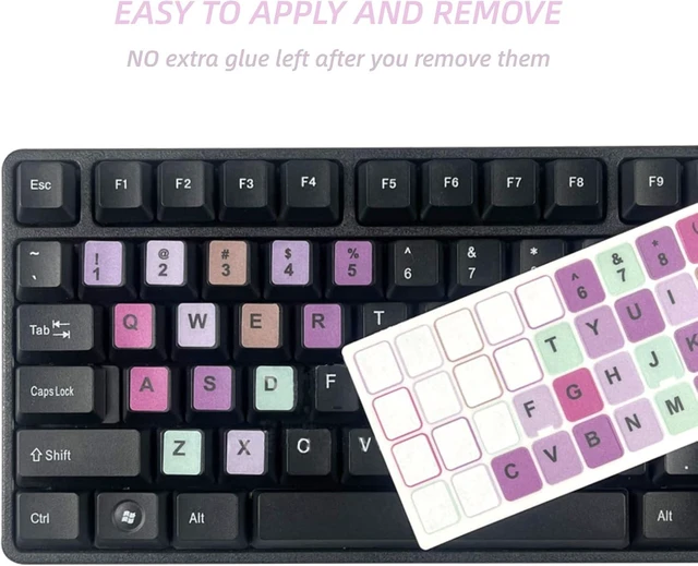 Alt view image 4 of 7 - 2Pcs PVC English Keyboard Replacement Letter Stickers, Colorful Background and Black Lettering, for 10-17inch Desktop Laptops(B)