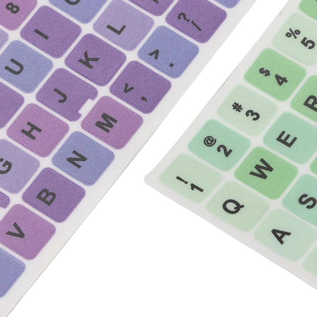 Alt view image 6 of 7 - 2Pcs PVC English Keyboard Replacement Letter Stickers, Colorful Background and Black Lettering, for 10-17inch Desktop Laptops(B)