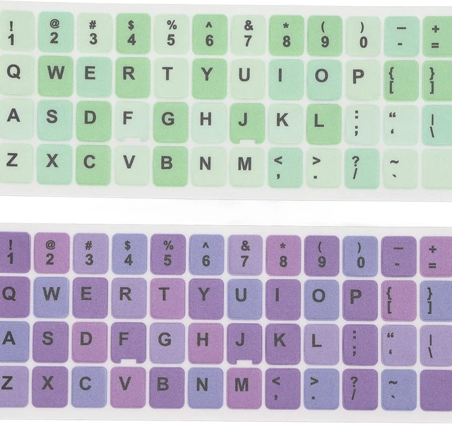 Alt view image 5 of 7 - 2Pcs PVC English Keyboard Replacement Letter Stickers, Colorful Background and Black Lettering, for 10-17inch Desktop Laptops(B)