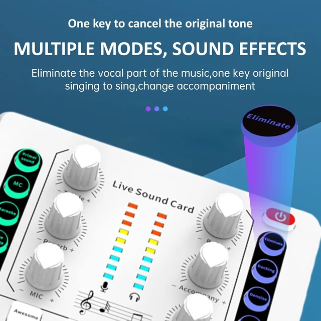 Alt view image 2 of 7 - Live Sound Card, Mini Audio Mixer Board for PC Computer Phone, Voice Changer Sound Card for DJ Mixer, Podcast