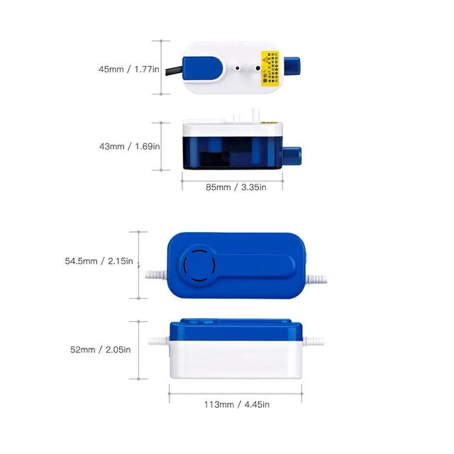 Alt view image 6 of 7 - Acogedor Mini Split Condensate Pump 110-240V, 3W 40L/h with 60ml Tank