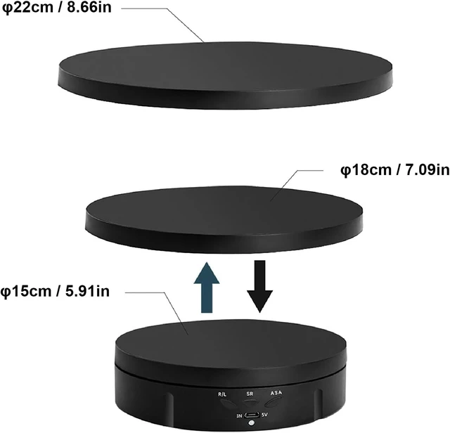 Alt view image 6 of 7 - Rotating Display Stand, 360 Degree Motorized Rotating Turntable Display Stand, with Remote Control, USB or Battery Power Supply, 22lbs Load, for Photography