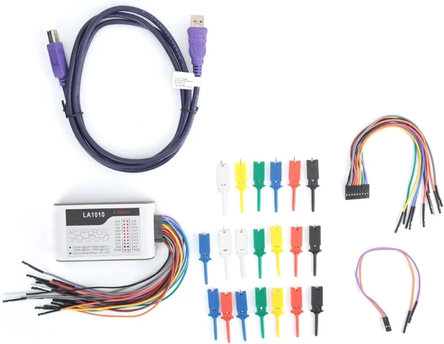 Main image of LA1010 USB Logic Analyzer, 16 Channels 100MHz Digital Logic Analyzer, Adjustable Threshold PWM Output, for WINDOWS /7/8/10 (32bit/64bit), for OS, Linux