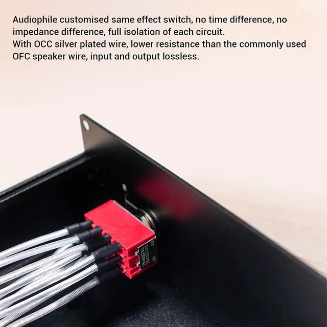 Alt view image 5 of 7 - Speaker Selector Switcher Box, 2 in 2 Out Amplifier Speaker Switcher Distribution Controller Box, with 4mm Banana Plugs, for A B D Amplifiers
