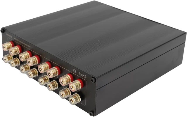 Alt view image 7 of 7 - Speaker Selector Switcher Box, 2 in 2 Out Amplifier Speaker Switcher Distribution Controller Box, with 4mm Banana Plugs, for A B D Amplifiers