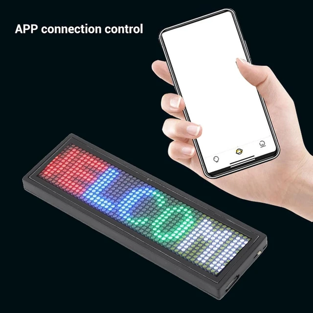 Alt view image 3 of 7 - Gugxiom 12x48 LED Name Badge, APP Control Rechargeable Programmable Sign, Color Scrolling Message Price Tag for Restaurant Store Exhibition Hotel