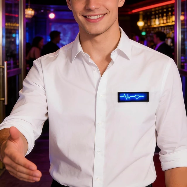 Alt view image 5 of 7 - Gugxiom 12x48 LED Name Badge, APP Control Rechargeable Programmable Sign, Color Scrolling Message Price Tag for Restaurant Store Exhibition Hotel