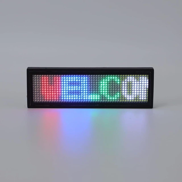 Alt view image 7 of 7 - Gugxiom 12x48 LED Name Badge, APP Control Rechargeable Programmable Sign, Color Scrolling Message Price Tag for Restaurant Store Exhibition Hotel