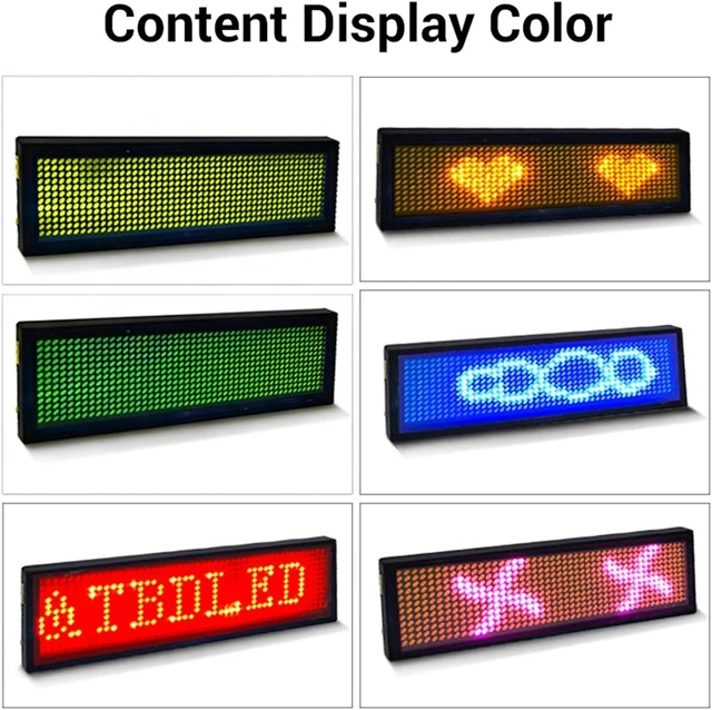 Alt view image 4 of 7 - Gugxiom 12x48 LED Name Badge, APP Control Rechargeable Programmable Sign, Color Scrolling Message Price Tag for Restaurant Store Exhibition Hotel